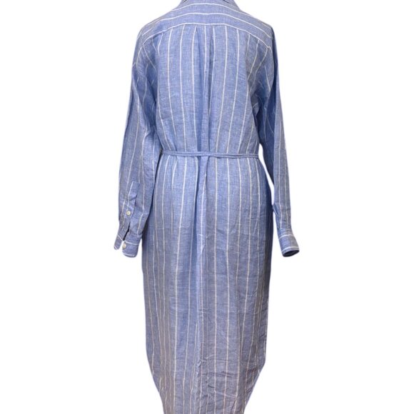 ARKET Baby Blue & White Vertical Stripe Linen Dress (6) - Picture 3 of 4